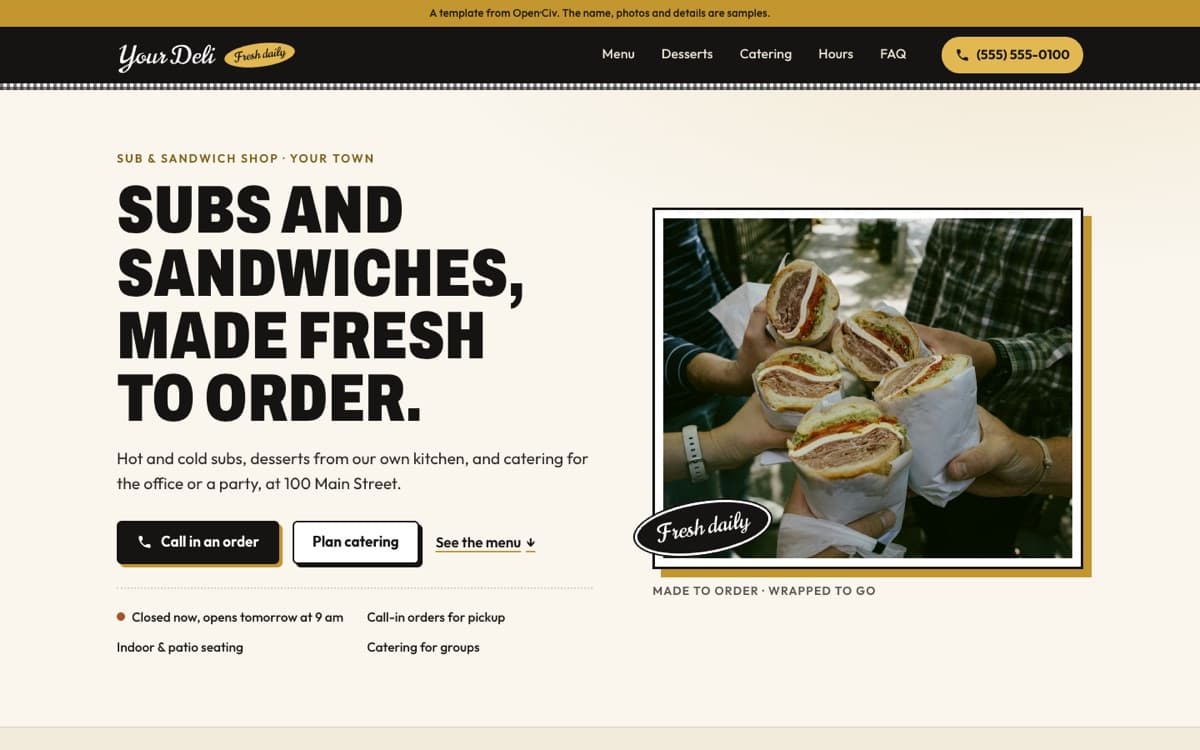 Deli and catering website template