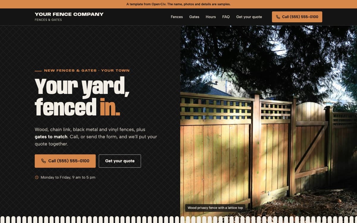 Fence company website template