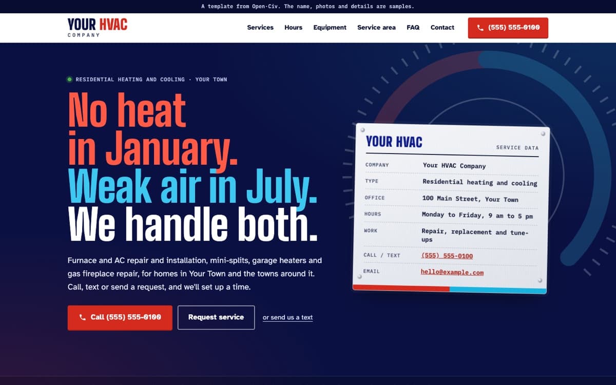 Furnace and AC repair website template