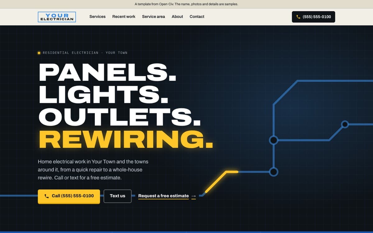Home electrician website template