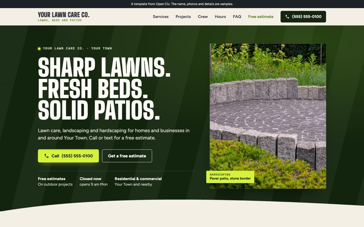 Lawn and landscaping website template