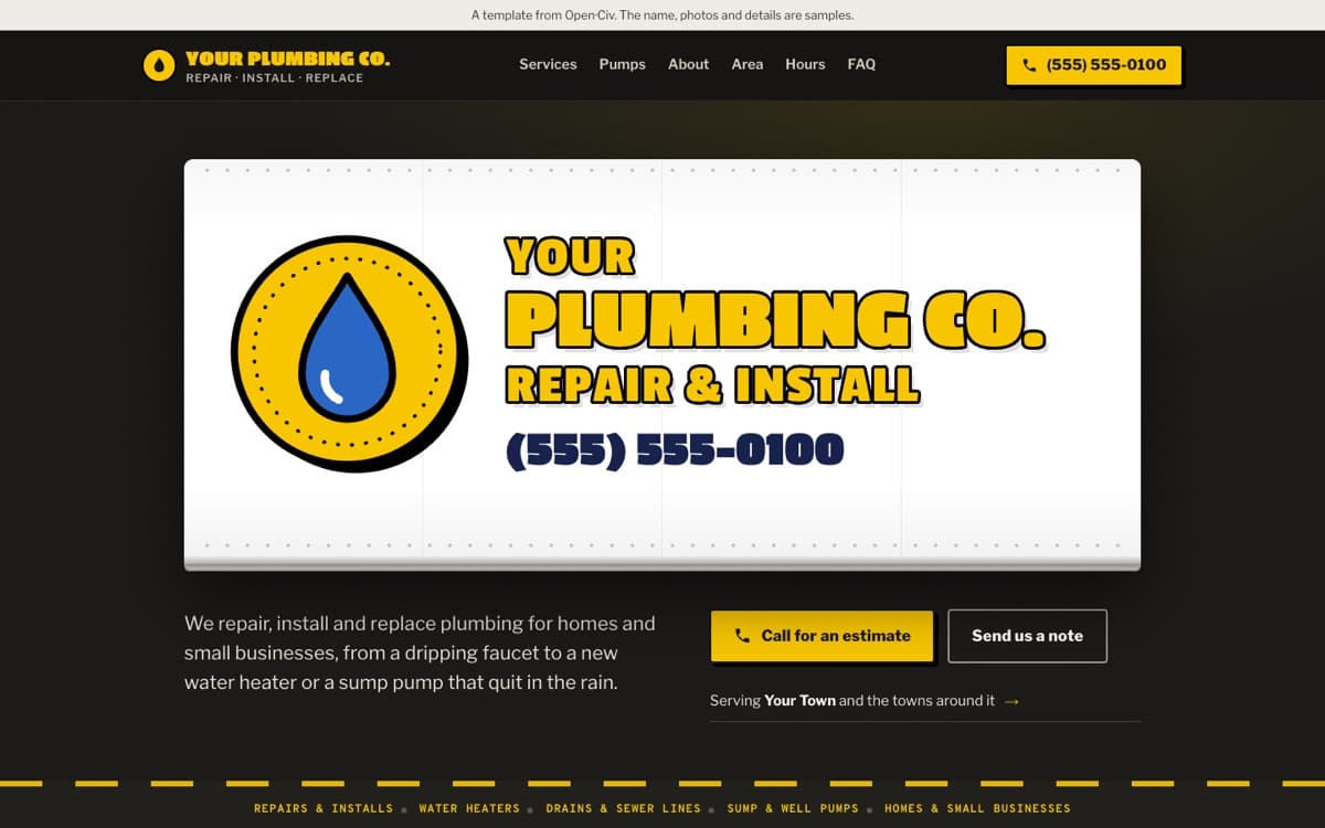 Residential plumber website template